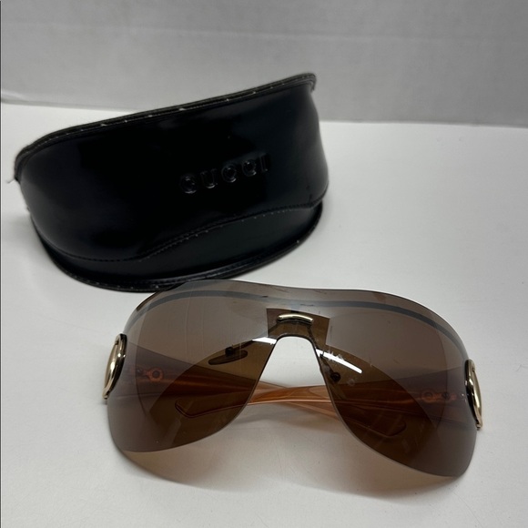 Gucci Strass Horsebit Sunglasses‎ Shield Tinted Glasses Vintage Y2K 2000s Orange main image 8